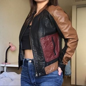 Vintage Tri-Color Leather Jacket